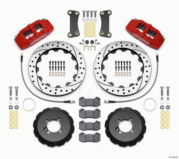 Wilwood - Wilwood Dynapro 6 Front Hat Kit 12.88in Drilled Red 2002-Up Mini Cooper w/ Lines