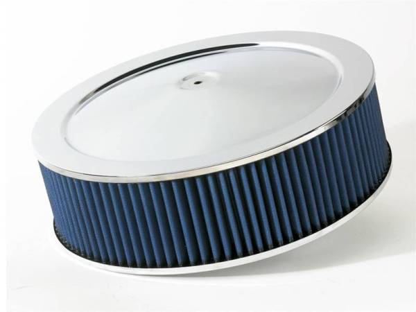 aFe - aFe MagnumFLOW Air Filters Round Racing P5R A/F Chrome Assy 14x4: Blk/Blue E/M