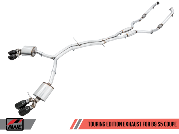 AWE Tuning - AWE Tuning Audi B9 S5 3.0T Touring Edition Exhaust - Black Diam Tips (102mm)