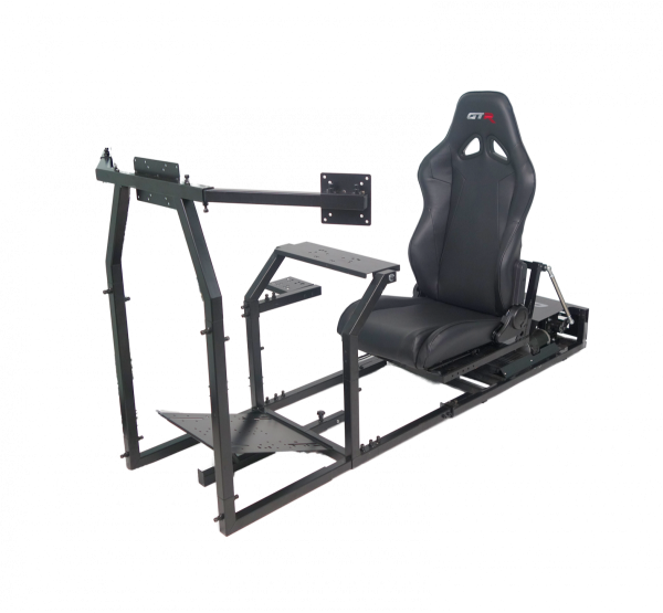 GTR Simulator - GTR Simulator GTM motion Model Frame with Seat and Triple Monitor Stand (Motor, Shifter Holder, Seat Slider Included) Diamond Silver