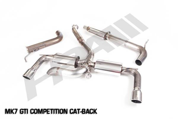 HPA - HPA Cat-Back Competition Exhaust w/o Center Muffler for Mk7 VW GTI, Silver tip