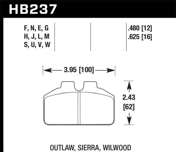 Hawk Performance - Hawk Performance Black Disc Brake Pad -HB237M.480