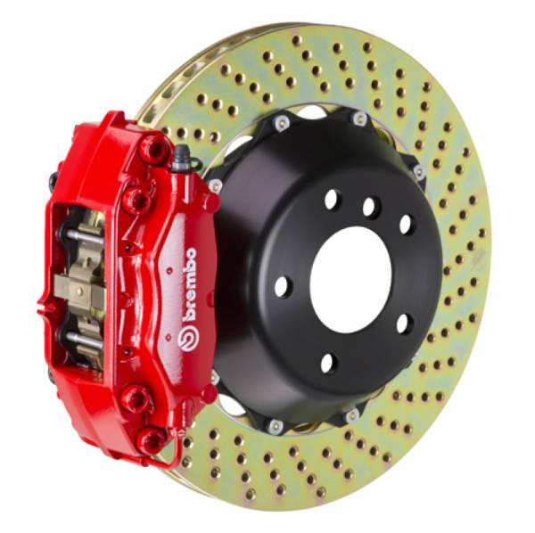 Brembo - Brembo 01-06 M3 Rear GT BBK 4 Piston Cast 2pc 345x28 2pc Rotor Drilled-Red - 2C1.8001A2