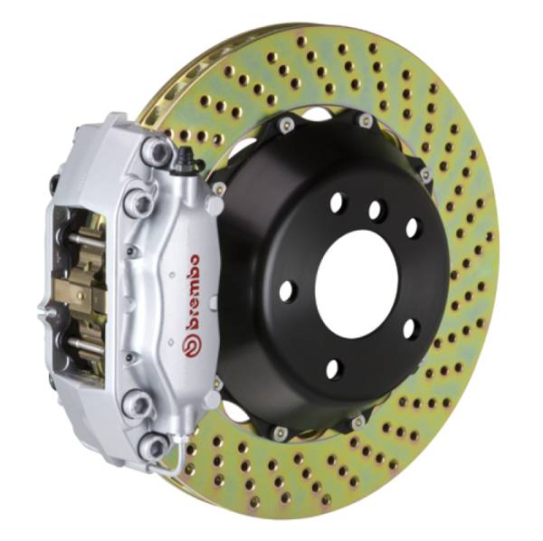 Brembo - Brembo 00-06 X5 (E53) Rear GT BBK 4 Piston Cast 2pc 345x28 2pc Rotor Drilled-Silver - 2C1.8006A3