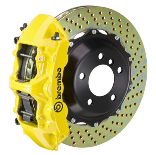 Brembo - Brembo 05-09 F430 Challenge Rear GT BBK 6 Piston Cast 380x32 2pc Rotor Drilled- Yellow - 2M1.9003A5