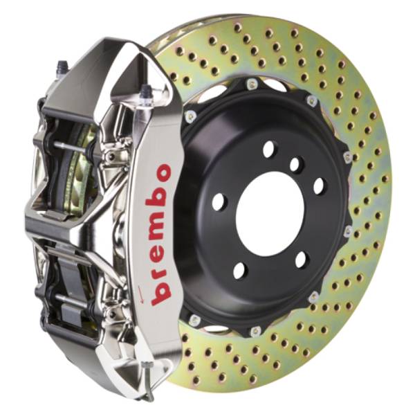 Brembo - Brembo 05-09 F430 Challenge Rear GTR BBK 6 Piston Billet380x32 2pc Rotor Drilled- Nickel Plated - 2M1.9003AR