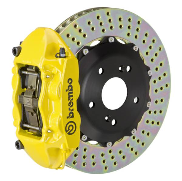 Brembo - Brembo 07-15 TT 3.2L/09-15 TTS/12-13 TT RS Rear GT BBK 4 Pist Cast 328x28 2pc Rotor Drilled- Yellow - 2P1.6007A5