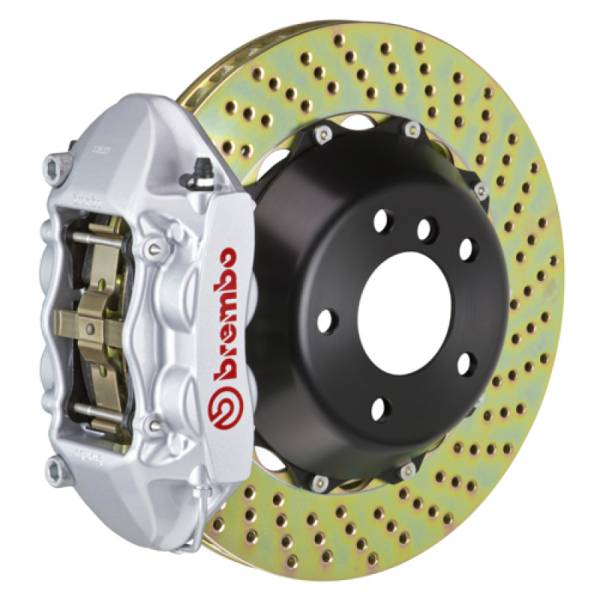 Brembo - Brembo 03-07 Cayenne/S/Turbo Rear GT BBK 4 Piston Cast 380x28 2pc Rotor Drilled-Silver - 2P1.9001A3