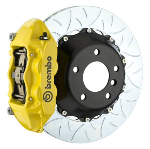 Brembo - Brembo 06-08 Z4 M-Coupe/Roadster Rear GT BBK 4 Piston Cast 345x28 2pc Rotor Slotted Type3- Yellow - 2P3.8004A5