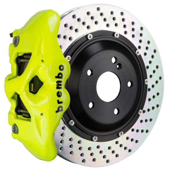 Brembo - Brembo 07-13 X5 Rear GT BBK 4 Piston Cast 380x28 2pc Rotor Drilled-Fluo. Yellow - 2S1.9001A7