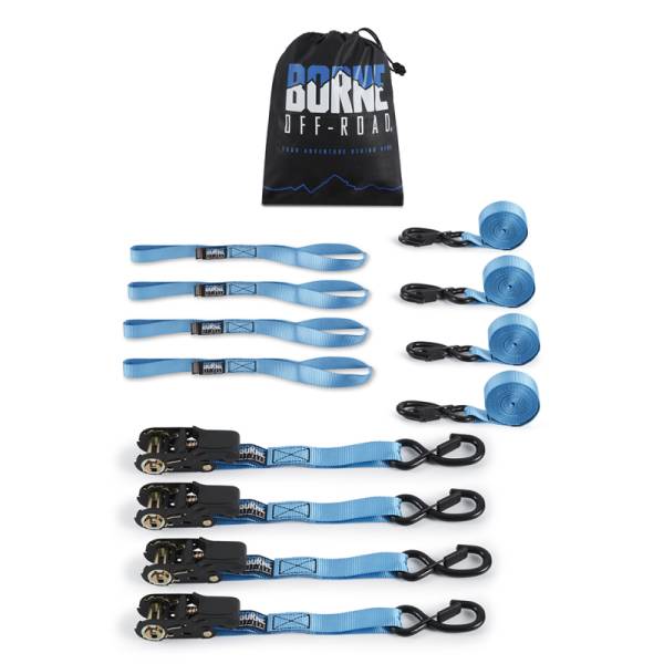 Mishimoto - Mishimoto Medium-Duty Ratchet Tie-Down Kit (4-Pack) Blue - BNRTC-TDMD-4BL