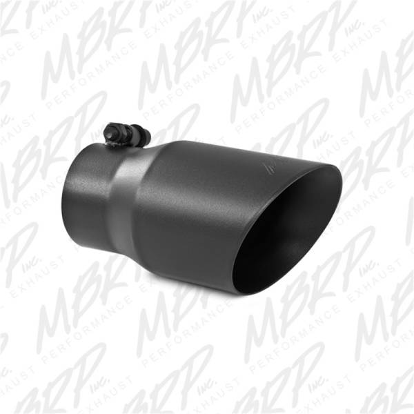 MBRP - MBRP Tip 3in Round x 4in Inlet OD Dual Walled Angled Black Tip - Fits all 3in Exhausts - T5122BLK