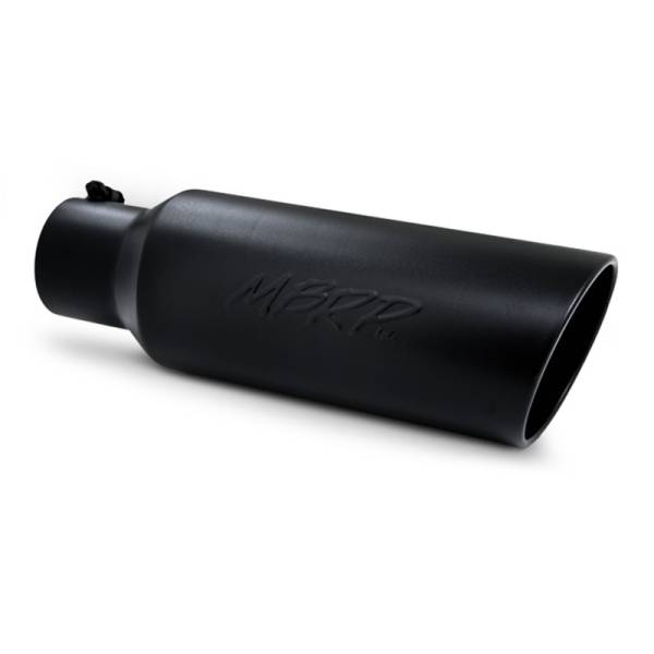 MBRP - MBRP Universal Tip 6in OD Rolled End 4in Inlet 18in L Black Coated Exhaust Tip - T5130BLK