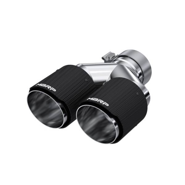 MBRP - MBRP 3in ID / Dual 4in OD Out Staggered L 9.87in / R 9.37in Dual Wall Carbon Fiber Univ Exhaust Tip - T5182CF