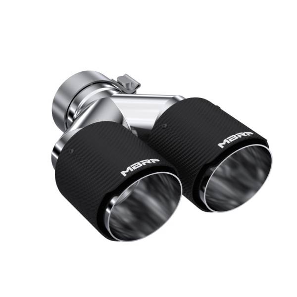 MBRP - MBRP 3in ID / Dual 4in OD Out Staggered L 9.37in / R 9.87in Dual Wall Carbon Fiber Univ Exhaust Tip - T5183CF