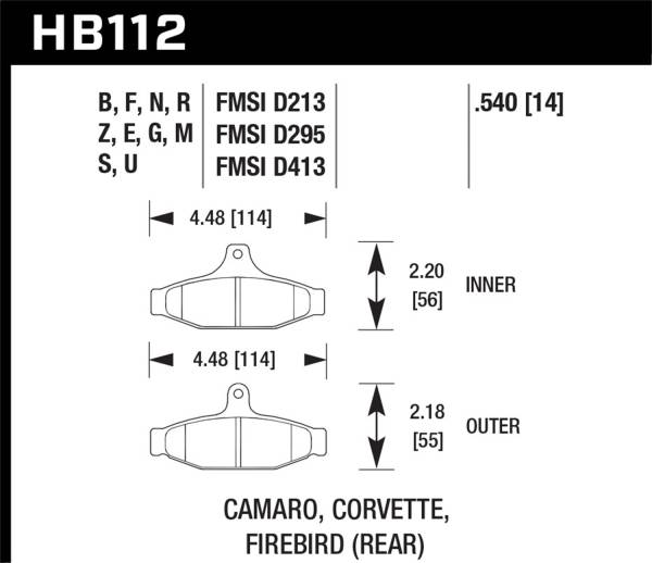 Hawk Performance - Hawk Performance DTC-60 Disc Brake Pad HB112G.540