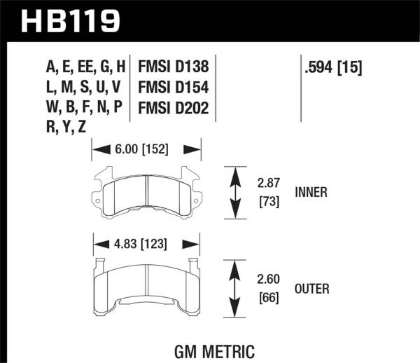 Hawk Performance - Hawk Performance HPS 5.0 Disc Brake Pad HB119B.594