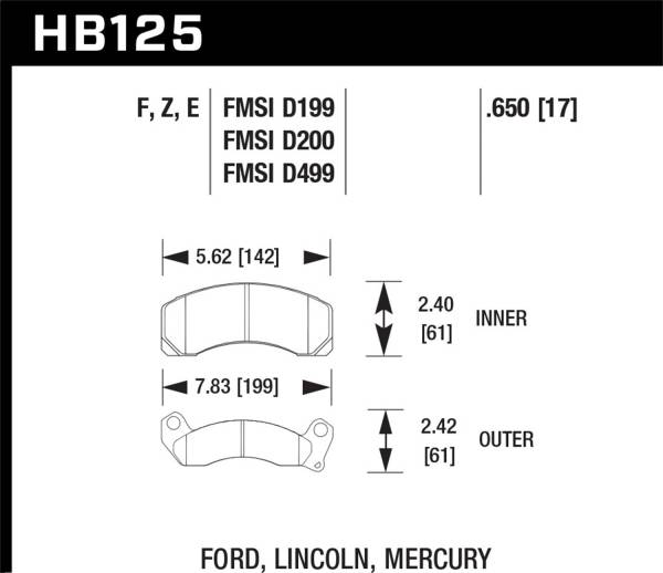 Hawk Performance - Hawk Performance HPS Disc Brake Pad HB125F.650