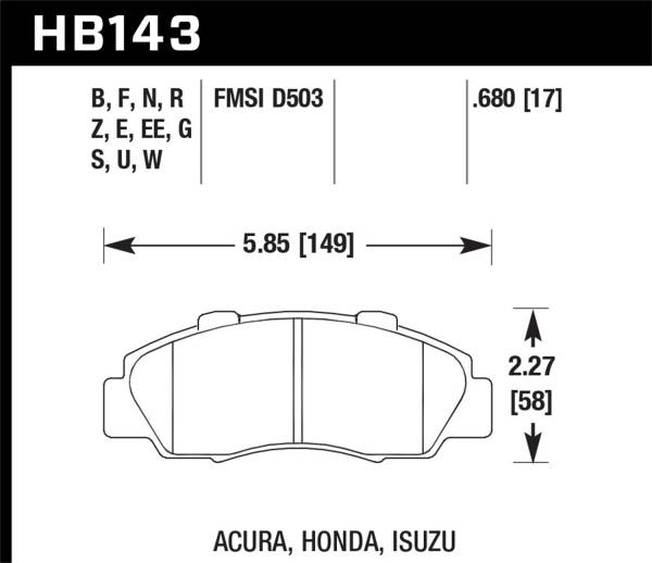 Hawk Performance - Hawk Performance DTC-60 Disc Brake Pad HB143G.680