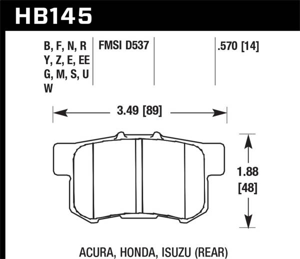 Hawk Performance - Hawk Performance HPS 5.0 Disc Brake Pad HB145B.570