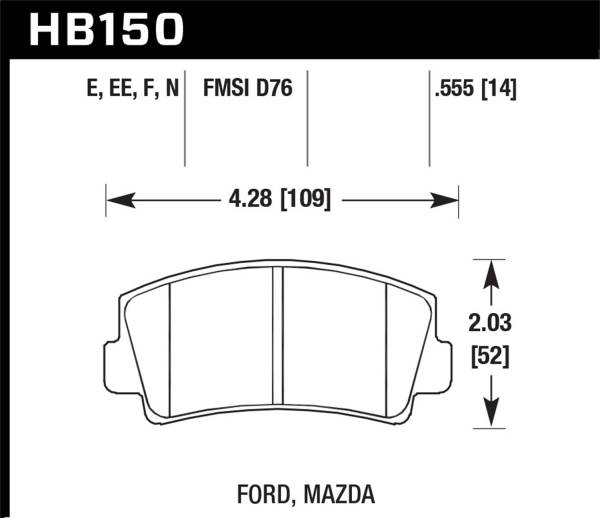 Hawk Performance - Hawk Performance HPS 5.0 Disc Brake Pad HB150B.555