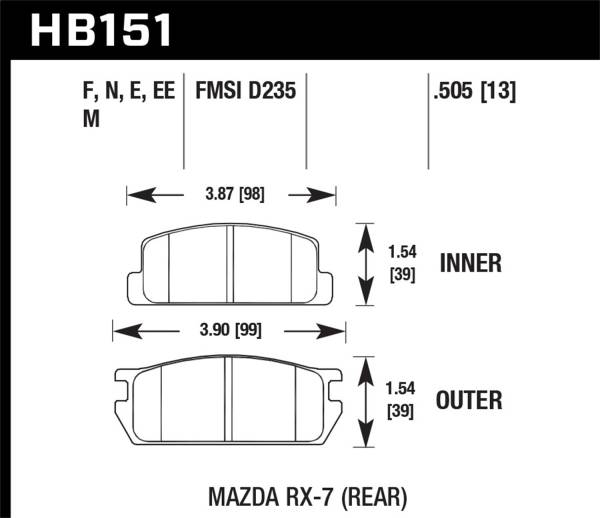 Hawk Performance - Hawk Performance HPS Disc Brake Pad HB151F.505