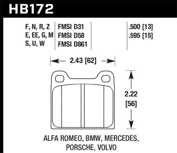 Hawk Performance - Hawk Performance Blue 9012 Disc Brake Pad - HB172E.595