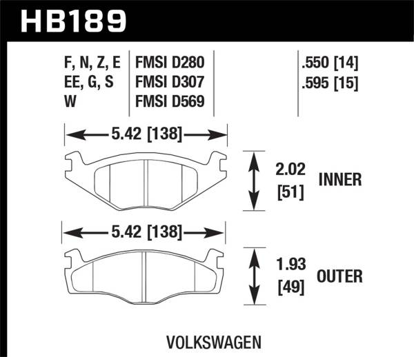 Hawk Performance - Hawk Performance Blue 9012 Disc Brake Pad - HB189E.550