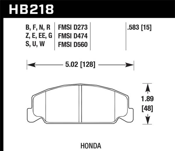 Hawk Performance - Hawk Performance HPS 5.0 Disc Brake Pad HB218B.583