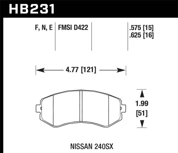 Hawk Performance - Hawk Performance HPS 5.0 Disc Brake Pad HB231B.625