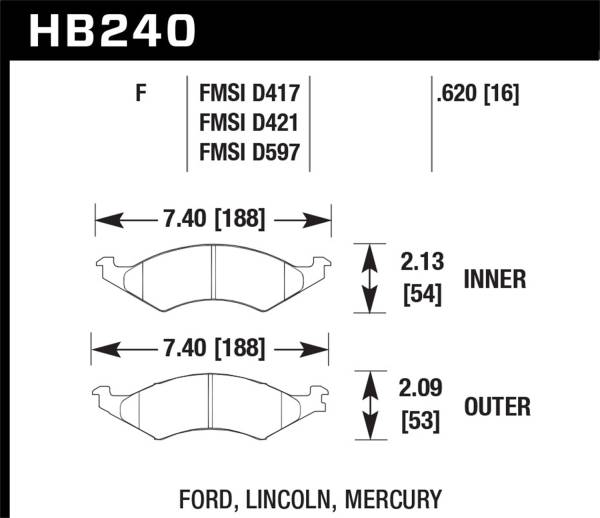 Hawk Performance - Hawk Performance HPS Disc Brake Pad HB240F.620