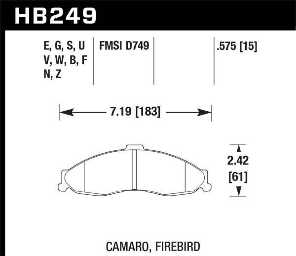 Hawk Performance - Hawk Performance HPS 5.0 Disc Brake Pad HB249B.575