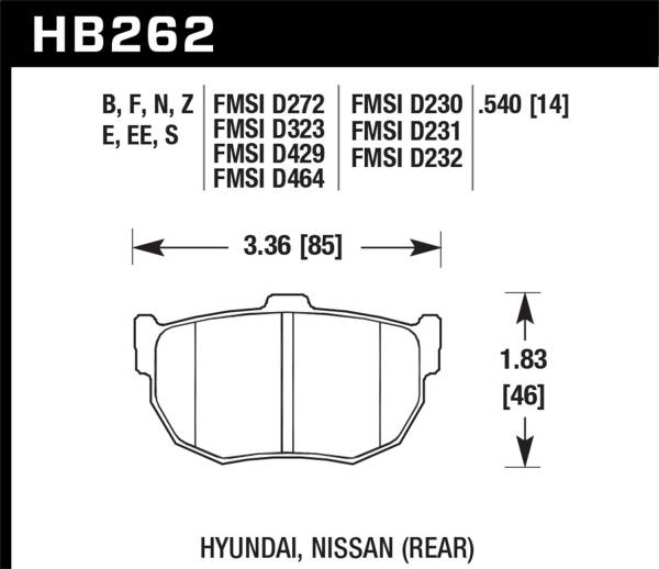 Hawk Performance - Hawk Performance HPS 5.0 Disc Brake Pad HB262B.540