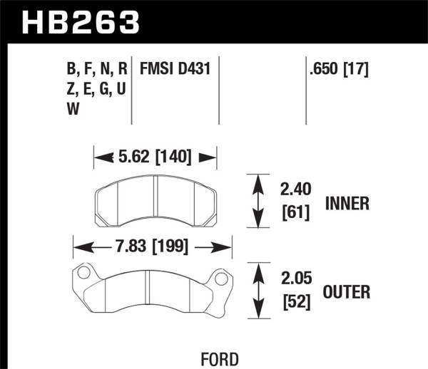 Hawk Performance - Hawk Performance HPS 5.0 Disc Brake Pad HB263B.650