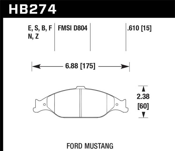 Hawk Performance - Hawk Performance HPS 5.0 Disc Brake Pad HB274B.610