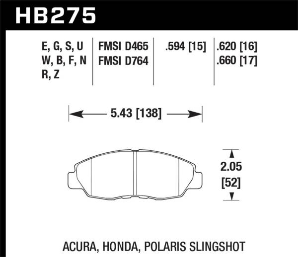 Hawk Performance - Hawk Performance HPS 5.0 Disc Brake Pad HB275B.620