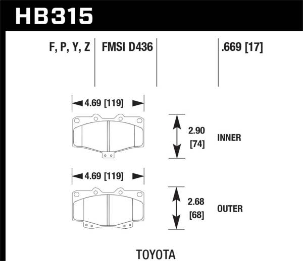 Hawk Performance - Hawk Performance HPS 5.0 Disc Brake Pad HB315B.669