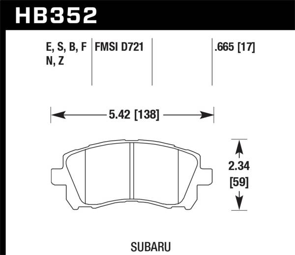 Hawk Performance - Hawk Performance HPS 5.0 Disc Brake Pad HB352B.665