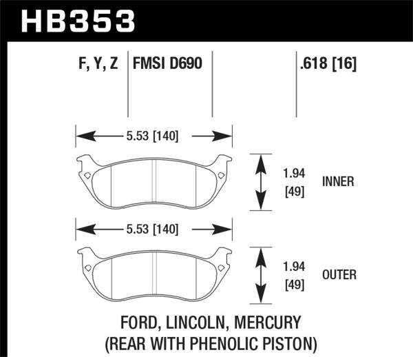 Hawk Performance - Hawk Performance DTC-60 Disc Brake Pad HB353G.618