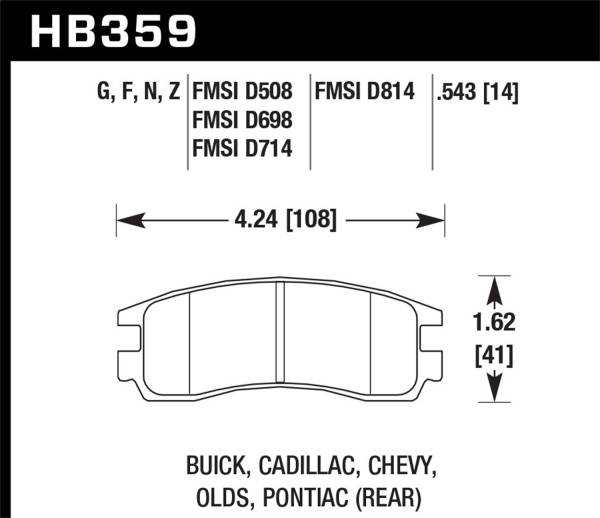 Hawk Performance - Hawk Performance DTC-60 Disc Brake Pad HB359G.543