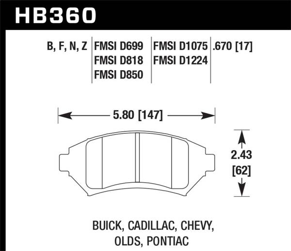 Hawk Performance - Hawk Performance HPS 5.0 Disc Brake Pad HB360B.670