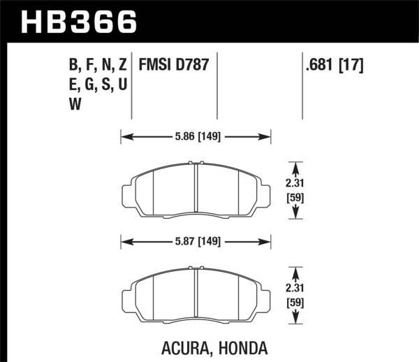 Hawk Performance - Hawk Performance HPS 5.0 Disc Brake Pad HB366B.681