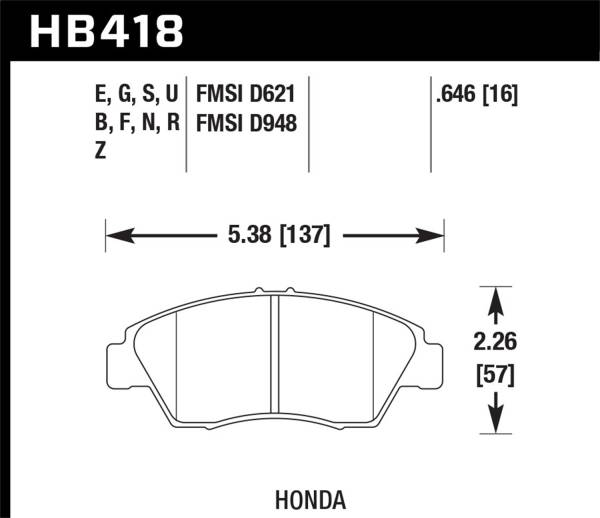 Hawk Performance - Hawk Performance HPS 5.0 Disc Brake Pad HB418B.646