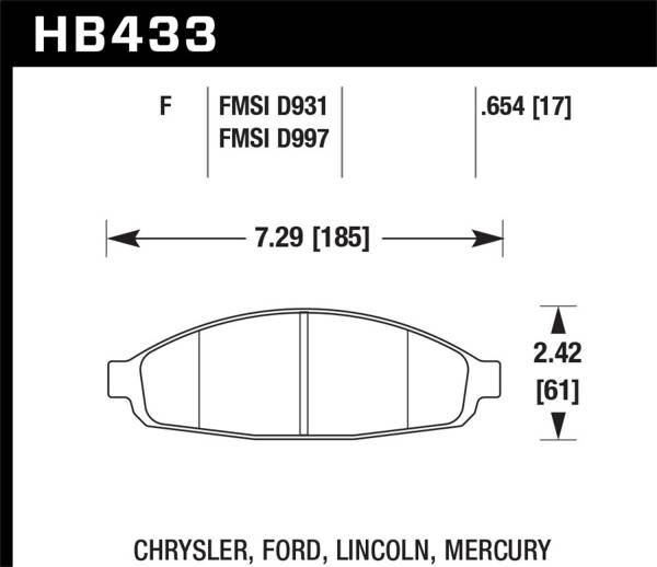 Hawk Performance - Hawk Performance HPS 5.0 Disc Brake Pad HB433B.654