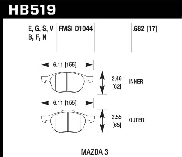 Hawk Performance - Hawk Performance HPS 5.0 Disc Brake Pad HB519B.682