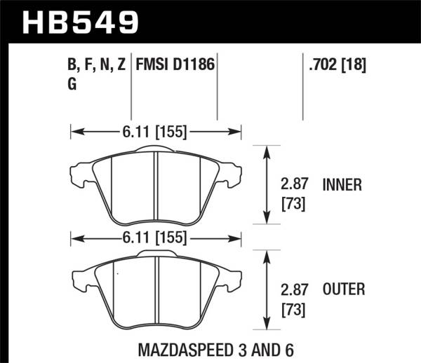 Hawk Performance - Hawk Performance HPS 5.0 Disc Brake Pad HB549B.702