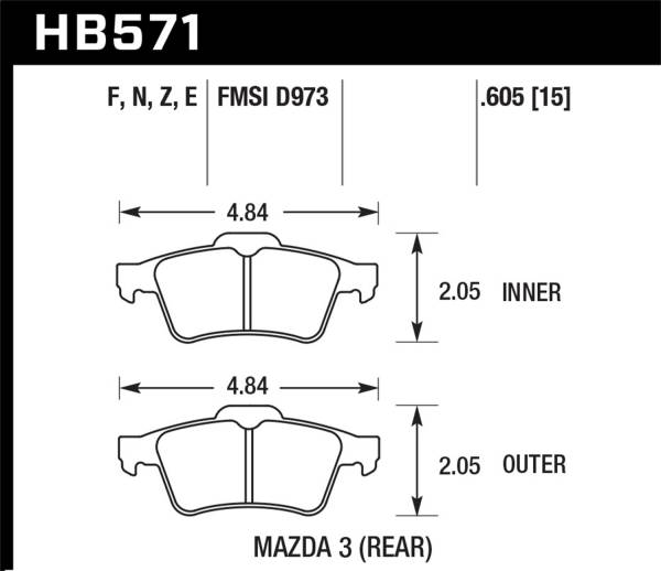 Hawk Performance - Hawk Performance HP Plus Disc Brake Pad HB571N.605