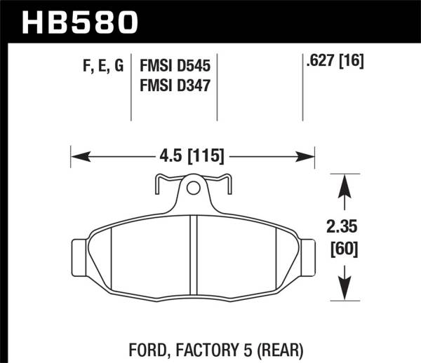 Hawk Performance - Hawk Performance HPS 5.0 Disc Brake Pad HB580B.627