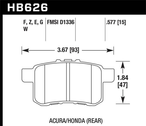 Hawk Performance - Hawk Performance DTC-60 Disc Brake Pad HB626G.577