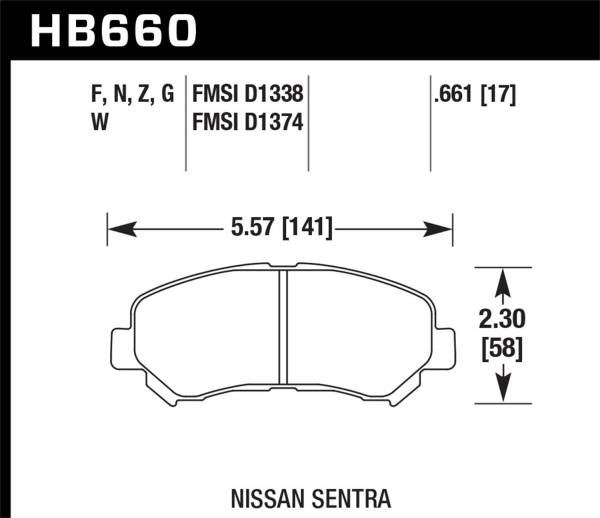 Hawk Performance - Hawk Performance DTC-60 Disc Brake Pad HB660G.661